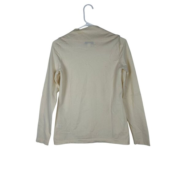 Banana Republic Womens Extra Fine Merino Wool Blend Cream Long Sleeve Top M - Picture 2 of 9